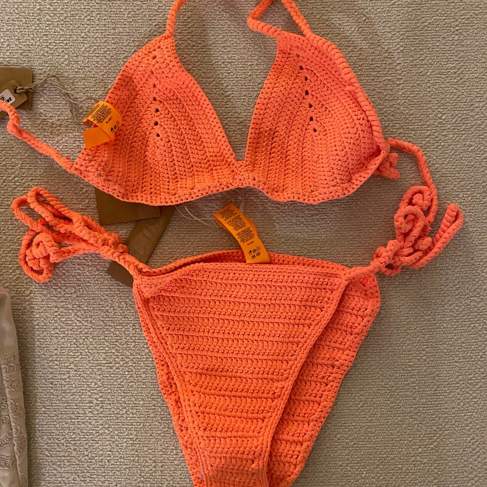 Orange Crochet Bikini Set